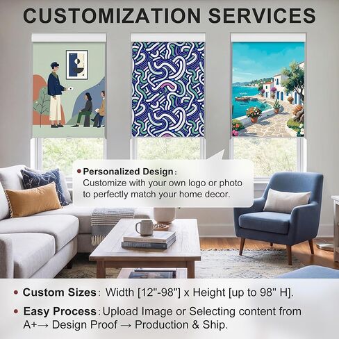 BERISSA Personalized Image Printed Blackout Roller Shades,Cordless Custom Picture Logo Decorative Window Blinds,UV Protection Patterned Roller Blinds for Windows Bedroom Office Door.Custom Size in Saudi Arabia