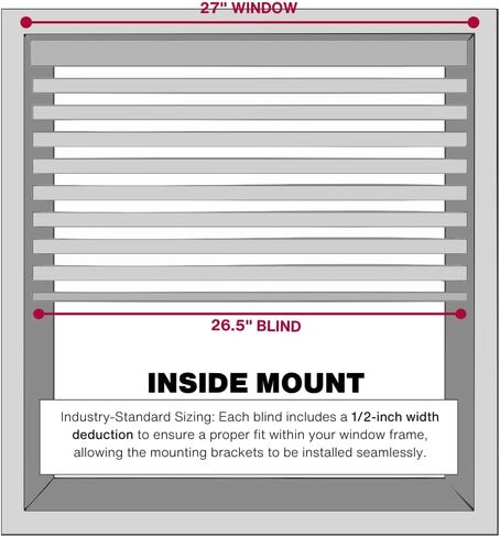 LOTUS & WINDOWARE Cordless 1" Vinyl Blind, 27" x 96", Alabaster,Smooth, Room Darkening, Horizontal Blinds for Living Room, Bedroom, Interior Door Windows in Kuwait