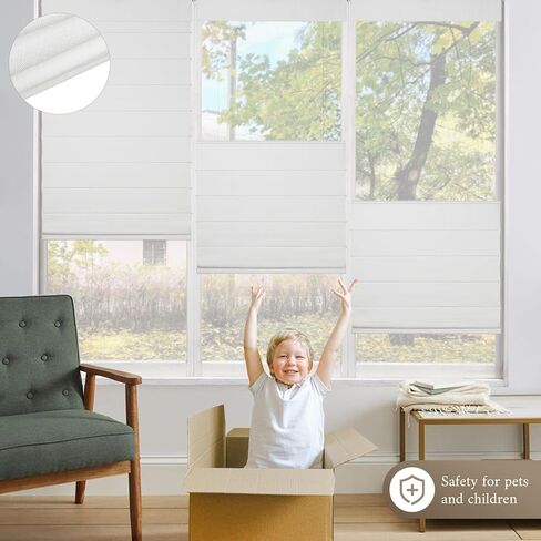 No Tools No Drill Cordless Roman Shades, Top Down Bottom Up (TDBU) Roman Blinds for Home,Windows Room Darkening Blinds & Shades for Living Room Bedroom in Saudi Arabia