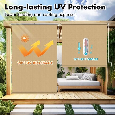 مظلة دوارة خارجية من Artpuch مقاس 30.48 سم عرضًا × 20.32 سم ارتفاعًا، ستائر لاسلكية سهلة التركيب قابلة للسحب لشرفة الفناء والعريشة وشرفة المراقبة، بالسمسم in Kuwait