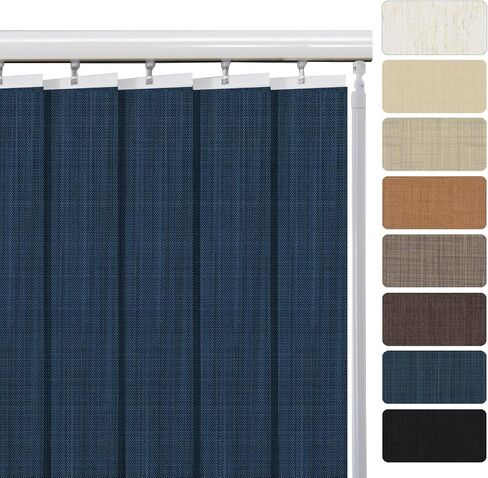ZY Blinds Cordless Blackout Vertical Blinds, 3.5 Inch Slats Fabric Window Shades, Third Generation UV Insulation Large Size Blinds for Sliding Doors, Patio Doors, Office Windows, Linen Primary in Saudi Arabia