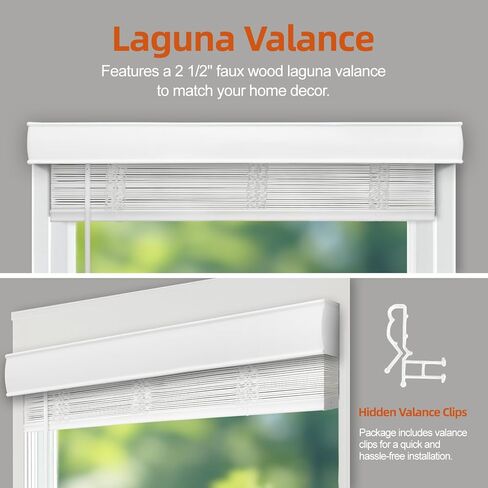 Faux Wood Blinds for Indoor Windows, 72" Width x 84" Height Cordless Window Blinds with Valance for Home, No-Hole Privacy Slats,2" White Blinds for Kitchen, Bathroom & Living Room in Saudi Arabia