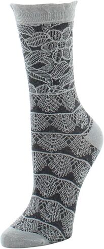 Natori Lace Trellis Cotton Blend Crew Socks Blush Pink One Size in Saudi Arabia