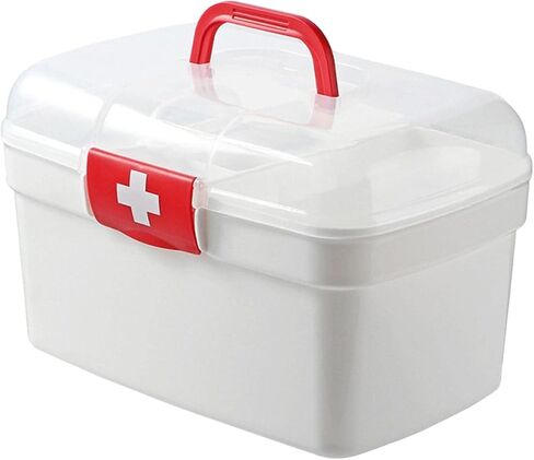 First Aid Empty Box Storage Box Portable Multipurpose First Aid Case Container Bin Large Capacity Dustproof 2 Layer for Cosmetic Camping Car in Kuwait