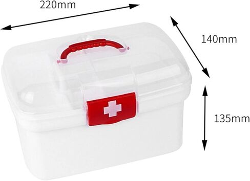 First Aid Empty Box Storage Box Portable Multipurpose First Aid Case Container Bin Large Capacity Dustproof 2 Layer for Cosmetic Camping Car in Kuwait
