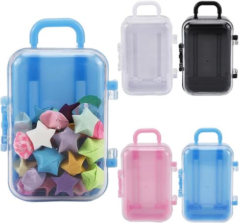 4Pcs 4 Colors Mini Suitcase Candy Box Small Eyelash Storage Box Tiny Colorful Plastic Empty Luggage Trolley Bag Gift Organizer Holder Case for Eyelashes Candy Makeup False Lash Travel Tool in Saudi Arabia