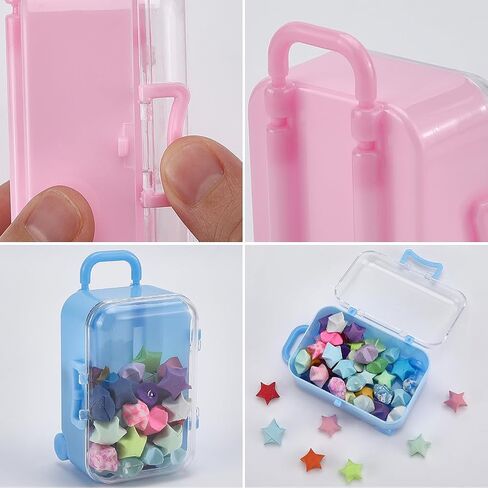 4Pcs 4 Colors Mini Suitcase Candy Box Small Eyelash Storage Box Tiny Colorful Plastic Empty Luggage Trolley Bag Gift Organizer Holder Case for Eyelashes Candy Makeup False Lash Travel Tool in Saudi Arabia