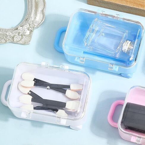 4Pcs 4 Colors Mini Suitcase Candy Box Small Eyelash Storage Box Tiny Colorful Plastic Empty Luggage Trolley Bag Gift Organizer Holder Case for Eyelashes Candy Makeup False Lash Travel Tool in Saudi Arabia