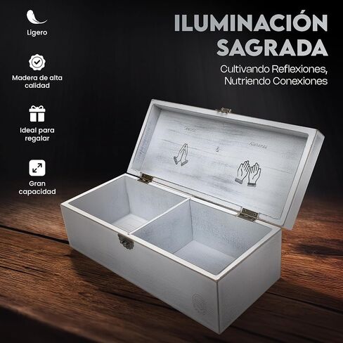 DOVE DESIGNS Spanish Prayer Box (Caja de Oración) – Whitewash Acacia Wood & Metal, Engraved “Entrégaselo a Dios", Includes Prayer & Praise Cards, Christian Gift for Women & Men in Saudi Arabia