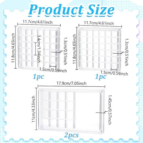 AHANDMAKER 4Pcs Clear Acrylic Seashell Display Box 7.05x4.33in 4.65x4.61in Grid Bead Organizer Seashell Shadow Box for Home Decor Small Craft Storage Beach Holiday Christmas Decoration in Saudi Arabia