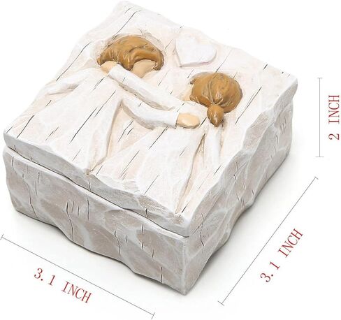 Hodao Tree Friendship Keepsake Box, Forever True, Forever Friends, Holds Jewelry and Treasures, Carving of Best Friends or Sisters, Sculpted Hand-Painted Keepsake Box in Saudi Arabia