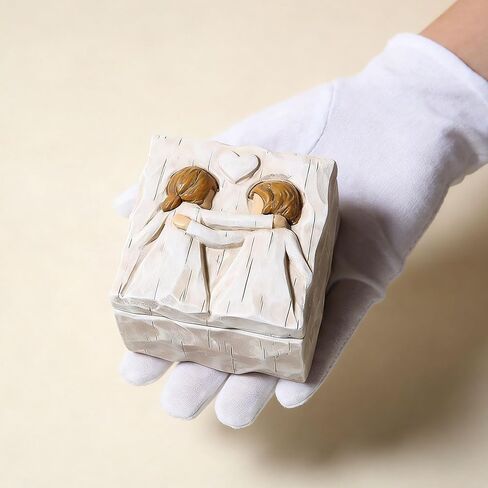 Hodao Tree Friendship Keepsake Box, Forever True, Forever Friends, Holds Jewelry and Treasures, Carving of Best Friends or Sisters, Sculpted Hand-Painted Keepsake Box in Saudi Arabia
