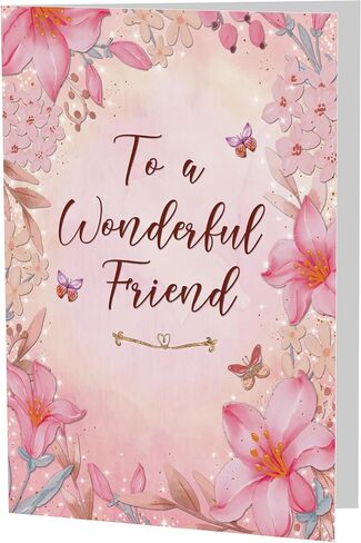 Birthday Card for Friend – Floral Butterfly A5 Greeting Card with Printed Verse – Premium UK Made Design in Kuwait