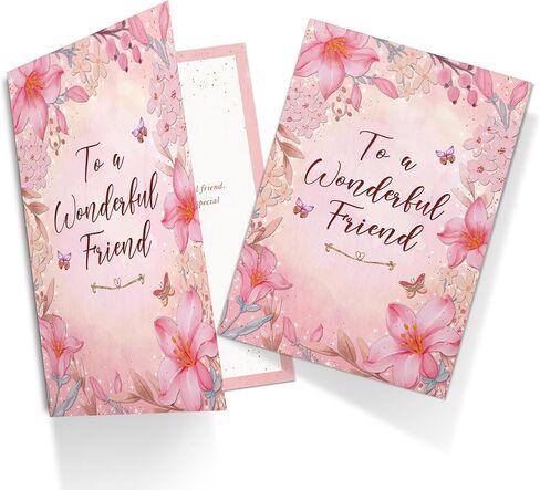 Birthday Card for Friend – Floral Butterfly A5 Greeting Card with Printed Verse – Premium UK Made Design in Kuwait