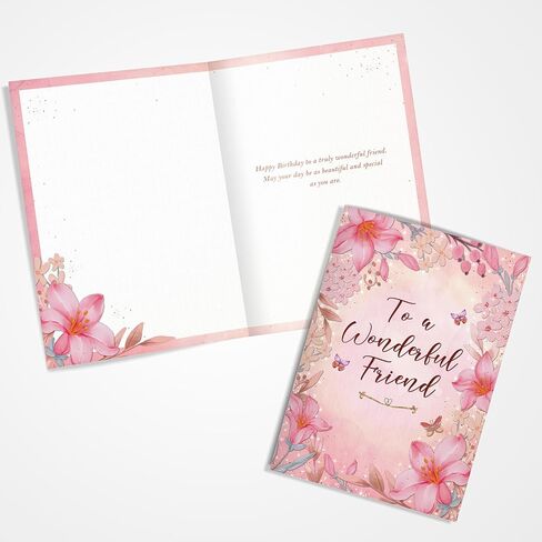 Birthday Card for Friend – Floral Butterfly A5 Greeting Card with Printed Verse – Premium UK Made Design in Kuwait