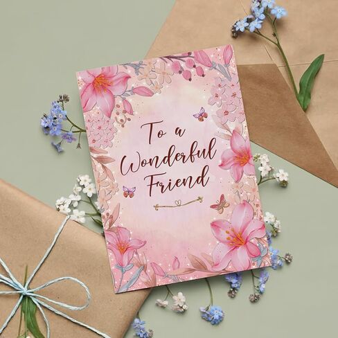 Birthday Card for Friend – Floral Butterfly A5 Greeting Card with Printed Verse – Premium UK Made Design in Kuwait