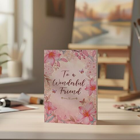 Birthday Card for Friend – Floral Butterfly A5 Greeting Card with Printed Verse – Premium UK Made Design in Kuwait