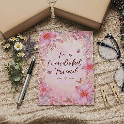 Birthday Card for Friend – Floral Butterfly A5 Greeting Card with Printed Verse – Premium UK Made Design in Kuwait