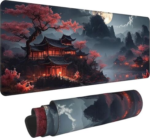 Cyberpunk Mouse Pad,XXL 35.4"x15.7" Big Gaming Mousepad,Japanese Streets Large Extended Mouse Mat,Non-Slip Rubber Base Waterproof with Stitched Edges for Gaming Office Home in Saudi Arabia