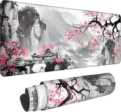 Cyberpunk Mouse Pad,XXL 35.4"x15.7" Big Gaming Mousepad,Japanese Streets Large Extended Mouse Mat,Non-Slip Rubber Base Waterproof with Stitched Edges for Gaming Office Home in Saudi Arabia