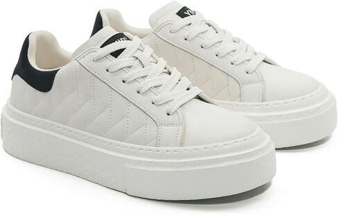 Fashion Platform Sneakers for Men Leather Casual Non-Slip Comfortable Walking Footwear Low Top Lightweight Tennis Shoes in Kuwait