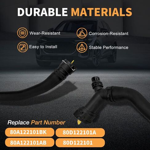 Upper Radiator Coolant Hose Fit for Audi Q5 2.0T 2018-2025 Replaces 80A122101BK 80A122101AB 80D122101A 80D122101 Engine Cooling System Hose in Kuwait