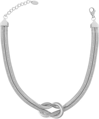 Unique Chunky Choker Necklace for Women, Thick Dainty Snake Flat Knot Chain Trendy Statement Minimalist Jewelry in Saudi Arabia