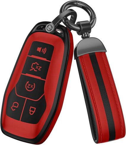 لملحقات غطاء Ford Key Fob، مادة TPU غير اللامعة، مع سلسلة مفاتيح جلدية لطيفة، لـ Explorer F150 Bronco Fusion Escape Expedition Mustang Edge ونماذج أخرى. (رمادي غير لامع، موديل 1) in Kuwait