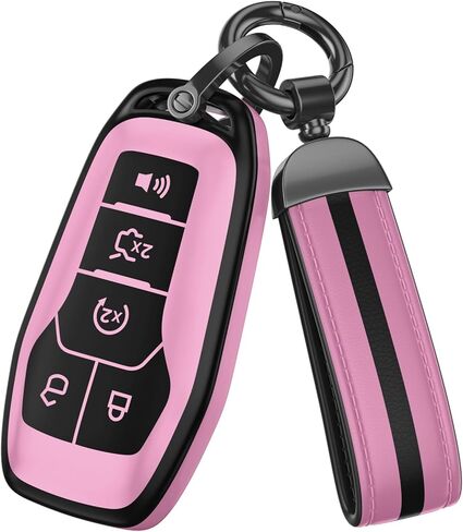 لملحقات غطاء Ford Key Fob، مادة TPU غير اللامعة، مع سلسلة مفاتيح جلدية لطيفة، لـ Explorer F150 Bronco Fusion Escape Expedition Mustang Edge ونماذج أخرى. (رمادي غير لامع، موديل 1) in Kuwait