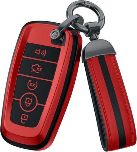 لملحقات غطاء Ford Key Fob، مادة TPU غير اللامعة، مع سلسلة مفاتيح جلدية لطيفة، لـ Explorer F150 Bronco Fusion Escape Expedition Mustang Edge ونماذج أخرى. (رمادي غير لامع، موديل 1) in Kuwait
