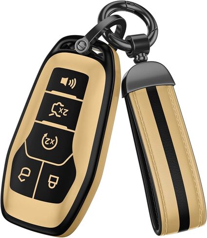 لملحقات غطاء Ford Key Fob، مادة TPU غير اللامعة، مع سلسلة مفاتيح جلدية لطيفة، لـ Explorer F150 Bronco Fusion Escape Expedition Mustang Edge ونماذج أخرى. (رمادي غير لامع، موديل 1) in Kuwait