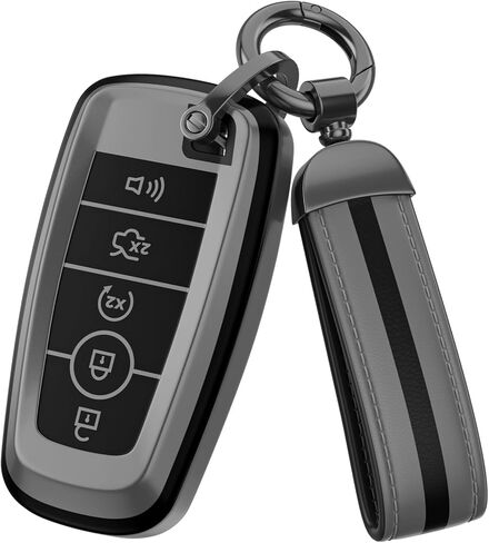لملحقات غطاء Ford Key Fob، مادة TPU غير اللامعة، مع سلسلة مفاتيح جلدية لطيفة، لـ Explorer F150 Bronco Fusion Escape Expedition Mustang Edge ونماذج أخرى. (رمادي غير لامع، موديل 1) in Kuwait