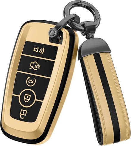 لملحقات غطاء Ford Key Fob، مادة TPU غير اللامعة، مع سلسلة مفاتيح جلدية لطيفة، لـ Explorer F150 Bronco Fusion Escape Expedition Mustang Edge ونماذج أخرى. (رمادي غير لامع، موديل 1) in Kuwait