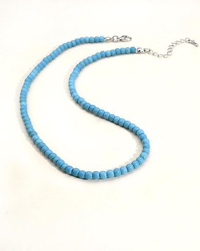 قلادة قلادة مطرزة بالفيروز للنساء - قلادة بوهو من الأحجار الكريمة الفيروزية هدية مجوهرات غربية مصنوعة يدويًا in Kuwait