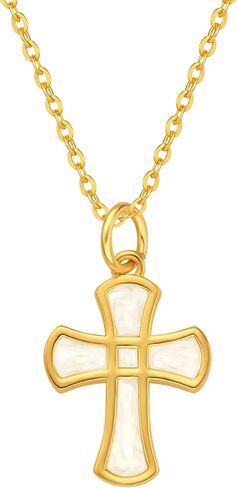 Cross Necklace for Women, 14K Gold Plated Cross Pendant Necklace Dainty Cross Chain Gold Cross Necklaces for Women Trendy Jewelry Gift Simple Cute Tiny Christian Baptism Religious Faith Cross Necklace in Saudi Arabia