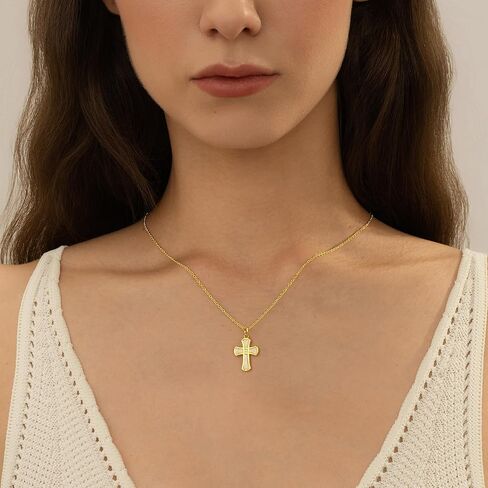 Cross Necklace for Women, 14K Gold Plated Cross Pendant Necklace Dainty Cross Chain Gold Cross Necklaces for Women Trendy Jewelry Gift Simple Cute Tiny Christian Baptism Religious Faith Cross Necklace in Saudi Arabia