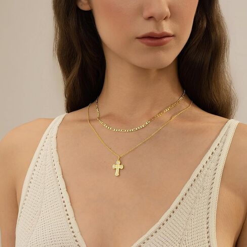 Cross Necklace for Women, 14K Gold Plated Cross Pendant Necklace Dainty Cross Chain Gold Cross Necklaces for Women Trendy Jewelry Gift Simple Cute Tiny Christian Baptism Religious Faith Cross Necklace in Saudi Arabia