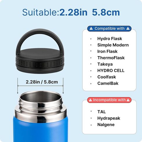 Lid for Hydro Flask12 16 18 20 32 40 64oz Wide Mouth Bottle, Replacement lid for Thermoflask,Iron Flask,Takeya and More 2.28" Wide Mouth Bottles in Kuwait