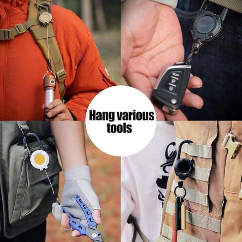 Retractable Keychain Heavy Duty, 3PCS Multitool Carabiner Badge Holder, Retractable Keychain Clip Id Holder, Upgraded Stainless Steel Cord, Suitable for Men and Women (Black) in Saudi Arabia