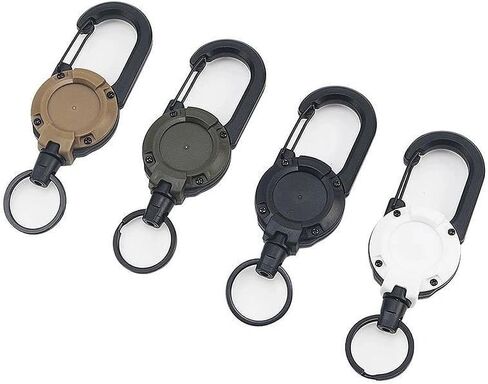 Retractable Keychain Heavy Duty, 3PCS Multitool Carabiner Badge Holder, Retractable Keychain Clip Id Holder, Upgraded Stainless Steel Cord, Suitable for Men and Women (Black) in Saudi Arabia