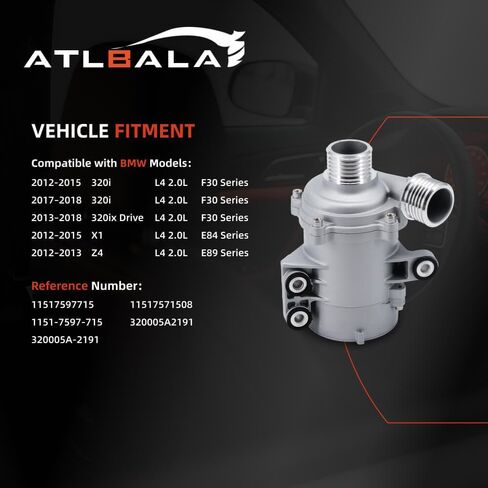 مضخة مياه المحرك الكهربائي متوافقة مع BMW 220i 320i 328i 420i 520i X1 X3 Z4 2012-2018 2.0L L4 N20B20 استبدال المحرك 11517597715 11517571508 320005A2191 مجموعة مضخة التبريد in Kuwait