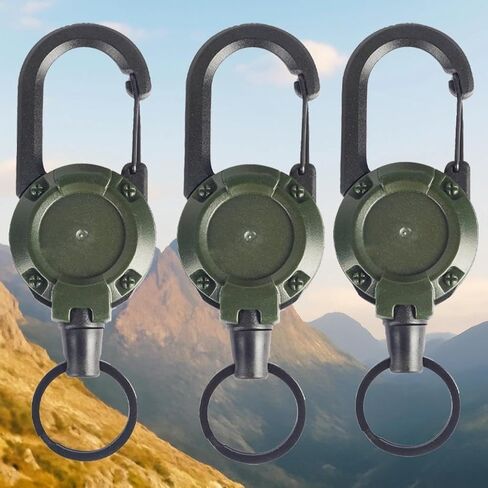 Retractable Keychain Heavy Duty, 3PCS Multitool Carabiner Badge Holder, Retractable Keychain Clip Id Holder, Upgraded Stainless Steel Cord, Suitable for Men and Women (Black) in Saudi Arabia