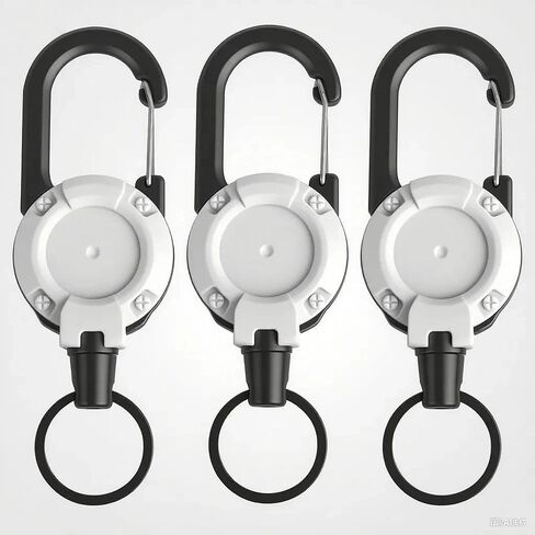 Retractable Keychain Heavy Duty, 3PCS Multitool Carabiner Badge Holder, Retractable Keychain Clip Id Holder, Upgraded Stainless Steel Cord, Suitable for Men and Women (Black) in Saudi Arabia