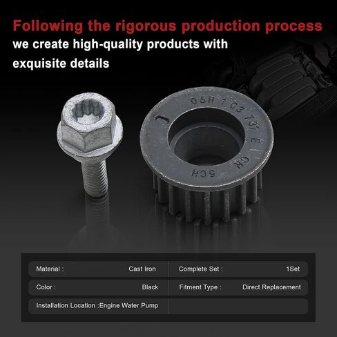 06H103731G بكرة مضخة مياه المحرك ومجموعة الترباس المتوافقة مع Audi A3 A4 A5 A6 A7 A8 Q3 Q5 Q7 Q8 TT VW Arteon Atlas Beetle CC Eos Golf Jetta Passat Tiguan Skoda Seat 1.8T 2.0T in Saudi Arabia