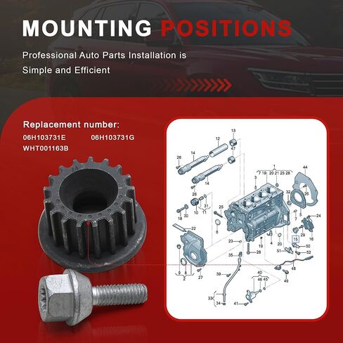 06H103731G بكرة مضخة مياه المحرك ومجموعة الترباس المتوافقة مع Audi A3 A4 A5 A6 A7 A8 Q3 Q5 Q7 Q8 TT VW Arteon Atlas Beetle CC Eos Golf Jetta Passat Tiguan Skoda Seat 1.8T 2.0T in Saudi Arabia