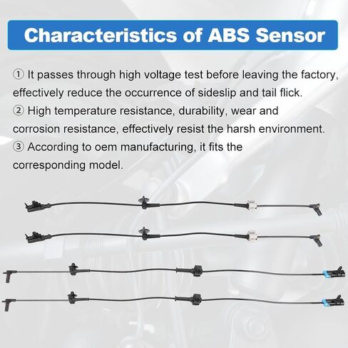 4 Pcs ABS Wheel Speed Sensors Compatible with Chevy Silverado Suburban 1500 Avalanche Tahoe 2008-2013, Compatible with GMC Sierra 1500 Yukon 2007-2013, Replacement for 15229012, 15121067 in Kuwait