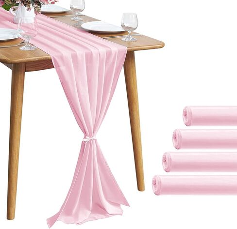 2 Pack 10Ft Baby Blue Chiffon Table Runner Sheer 29x120 Inch for Romantic Wedding Decor Bridal & Baby Shower Birthday Rustic Party Decoration in Kuwait