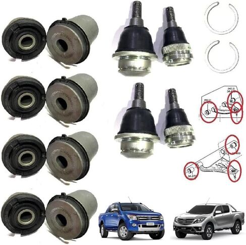 8Pcs Suspension Front Upper & Lower Control Arm Bushing & 4Pcs Ball Joint Compatible With Ford Ranger Wildtrak T6; Mazda BT-50 2012-2018 Replace UC2R-34-200 UC2R-34-550 in Saudi Arabia