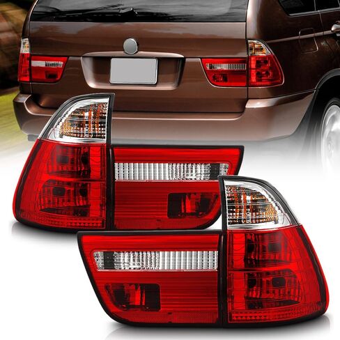 AKKON - For 00-06 BMW E53 X5 SUV أحمر واضح خلفي الذيل ضوء مصابيح الفرامل 4 قطعة زوج بديل يسار + يمين in Saudi Arabia