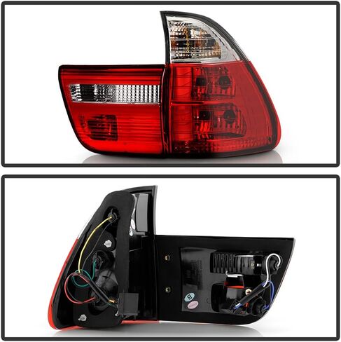 AKKON - For 00-06 BMW E53 X5 SUV أحمر واضح خلفي الذيل ضوء مصابيح الفرامل 4 قطعة زوج بديل يسار + يمين in Saudi Arabia